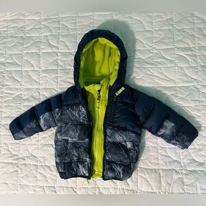 Snozu Blue & Neon Green Fleece Puffer Jacket